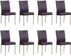 Set van 8 Paarse leren moderne eetkamerstoelen - Toledo Leer, Huis en Inrichting, Nieuw, Leer, Ophalen of Verzenden, Modern