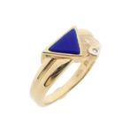 Gouden ring met Lapis Lazuli en diamant; 0,005 ct., Gebruikt, Overige kleuren, Ophalen of Verzenden, 17 tot 18