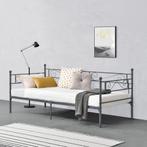 Eenpersoons slaapbank 3-zitsbank Kerava 90x200 donkergrijs, Huis en Inrichting, Verzenden, Nieuw