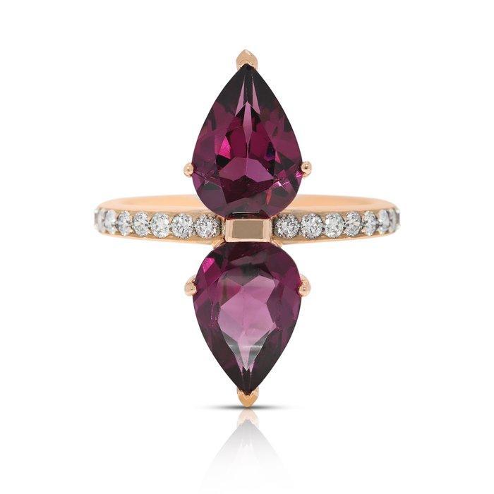 Ring - 14 karaat Roségoud - 3.10ct. tw. Toermalijn - Diamant, Sieraden, Tassen en Uiterlijk, Ringen