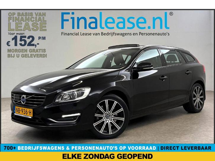 Volvo V60 2.4 D6 Twin Engine R-Design 221PK Pano Memory, Auto's, Volvo, Lease, Automaat, Stationwagon, Diesel, Zwart, Verzenden