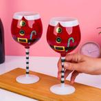 Kerstman wijnglas (set van 2), Verzenden, Nieuw