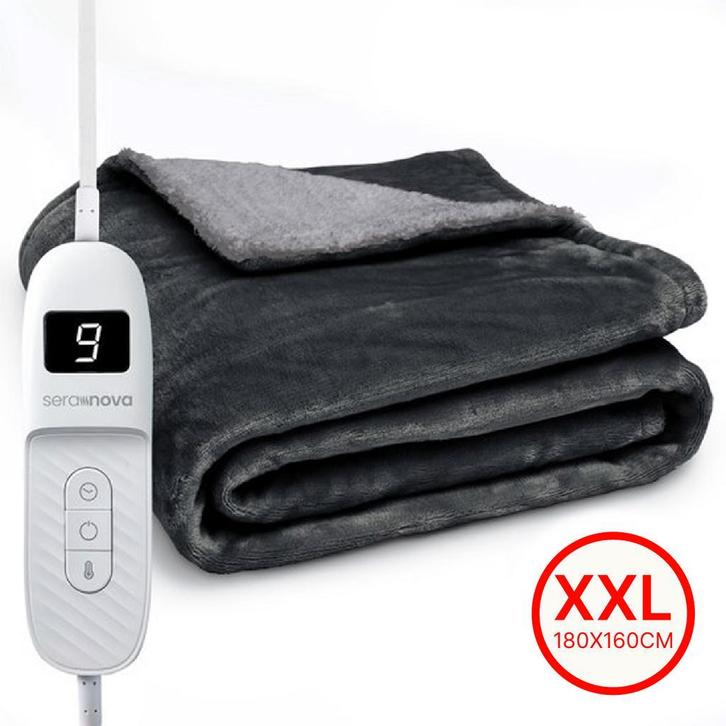 Seranova Elektrische Deken - 180x160cm - Warmtedeken - Grijs, Huis en Inrichting, Woonaccessoires | Plaids en Woondekens, Zo goed als nieuw