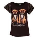 Verysimple • zwart t-shirt met honden • 38 (IT44), Kleding | Dames, Tops, Nieuw, Verysimple, Maat 38/40 (M), Zwart