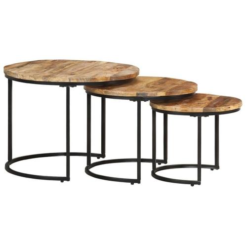Tafeltjesset Mangohout | Retourdeal | 55% Korting!, Huis en Inrichting, Tafels | Salontafels, 50 tot 100 cm, Rond, Nieuw, Minder dan 50 cm