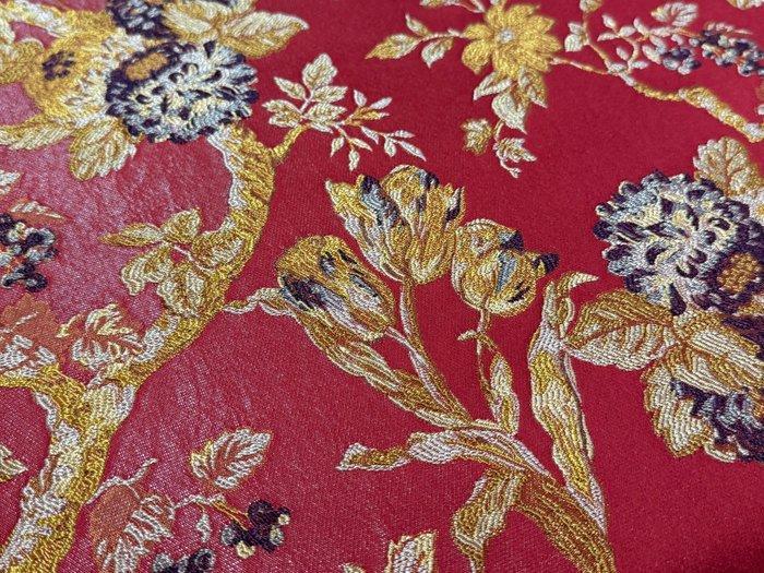 Lampasso-stof in Imperial Rood Zijde – Historische elegantie, Antiek en Kunst, Antiek | Kleden en Textiel