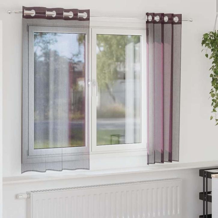 vidaXL Gordijnen Voile met doorvoertules 2 st paars 140x140, Huis en Inrichting, Stoffering | Gordijnen en Lamellen, Nieuw, Verzenden