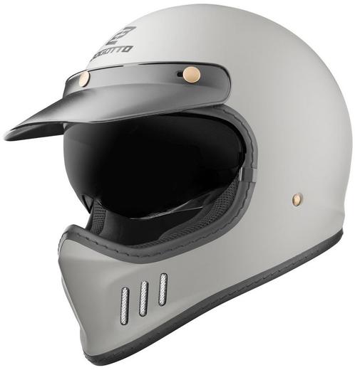 Bogotto FF980 Caferacer Grijs Cross Helm, Motoren, Kleding | Motorhelmen, Integraalhelm, Heren, XXL, Nieuw met kaartje, Overige merken
