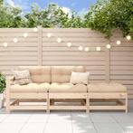 vidaXL 3-delige Loungeset met kussens massief hout, Verzenden, Nieuw, Hout, Loungeset