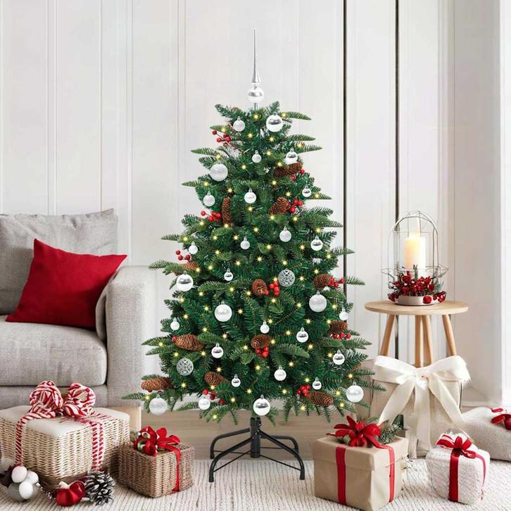 vidaXL Kunstkerstboom Groen 150 cm PVC en Metaal en Plastic, Diversen, Kerst, Nieuw, Verzenden