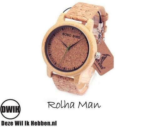 Houten horloge: Rolha Man, Sieraden, Tassen en Uiterlijk, Horloges | Heren, Verzenden