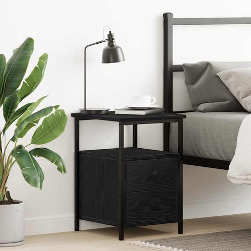 vidaXL Nachtkastje 34x35,5x50 cm bewerkt hout zwart, Huis en Inrichting, Slaapkamer | Nachtkastjes, Nieuw, Hout, Verzenden