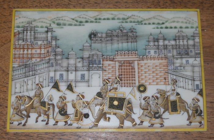 Parade voor Mughal paleis - celluloid - India - 20e eeuw, Antiek en Kunst, Kunst | Niet-Westerse kunst