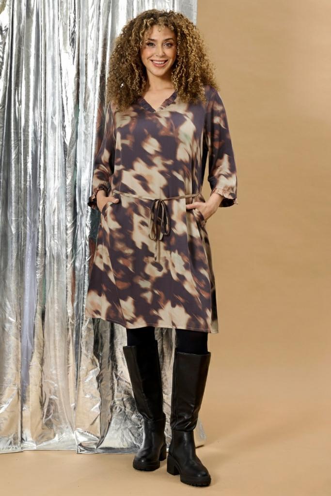 ZHENZI jurk elegante print Maat:, Kleding | Dames, Jurken, Overige kleuren, Nieuw, Verzenden