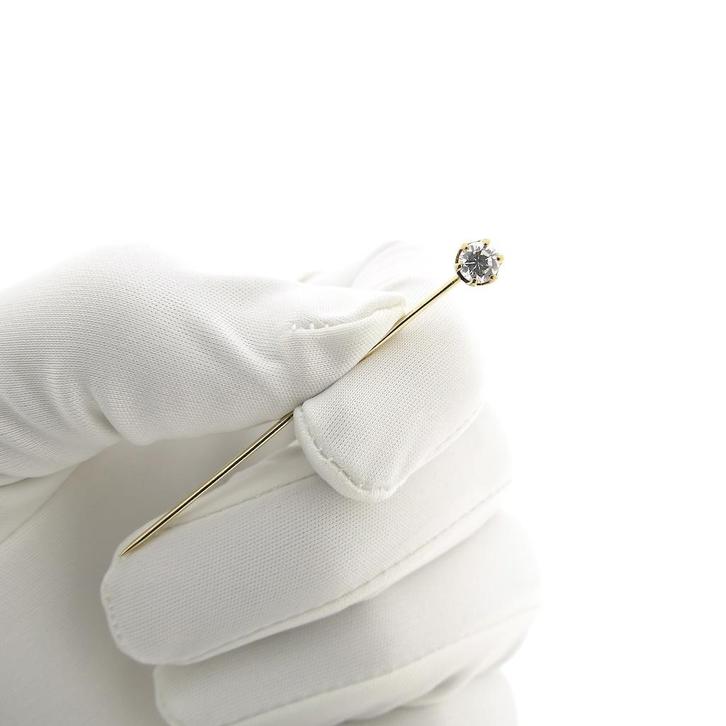 Gouden reversspeld met zirconia, Sieraden, Tassen en Uiterlijk, Broches, Overige kleuren, Gebruikt, Met edelsteen, Goud, Ophalen of Verzenden