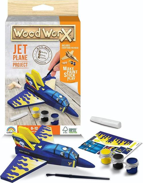 Wood WorX Kit Jet Plane - Modelbouwset incl. verf, Hobby en Vrije tijd, Knutselen, Ophalen of Verzenden