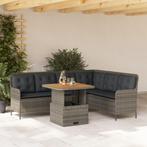 vidaXL 2-delige Loungeset met kussens poly rattan grijs, Tuin en Terras, Tuinsets en Loungesets, Verzenden, Nieuw, Rotan, Loungeset