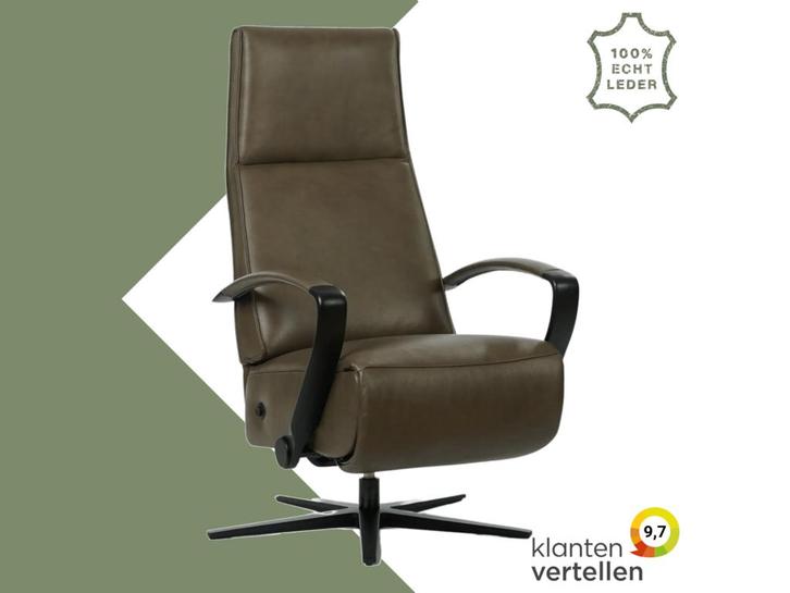 Leren relaxfauteuil Idol - Granada Ash (grijs/bruin) -, Huis en Inrichting, Fauteuils, 50 tot 75 cm, 75 tot 100 cm, Nieuw, Leer