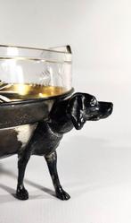 Schaal - art nouveau schaal met 3 honden - verzilverd metaal