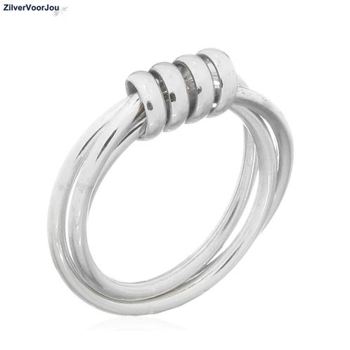 Zilveren Triple interlock ring, Sieraden, Tassen en Uiterlijk, Ringen, Nieuw, Verzenden