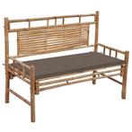 vidaXL Tuinbank met kussen 120 cm bamboe, Tuin en Terras, Tuinbanken, Verzenden, Nieuw, Hout