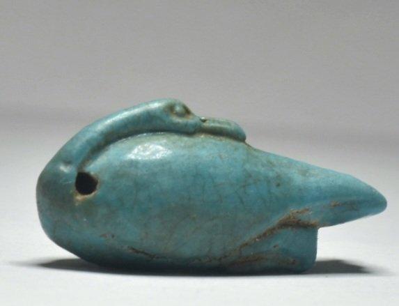 Oud-Egyptisch Faience Amulet van de Gans met het hoofd, Antiek en Kunst, Antiek | Overige Antiek