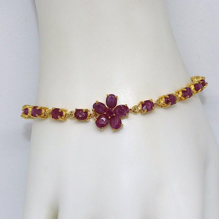 Zonder minimumprijs - Armband Zilver - 7.25ct. tw. Robijn, Sieraden, Tassen en Uiterlijk, Armbanden