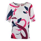 Milano Italy • witte blouse met fuchsia print • 36, Kleding | Dames, Tops, Nieuw, Milano Italy, Wit, Maat 36 (S)