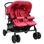 vidaXL Tweelingkinderwagen staal rood, Kinderen en Baby's, Kinderwagens en Combinaties, Verzenden, Nieuw