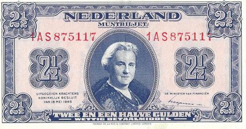 Bankbiljet 2,5 gulden 1945 Wilhelmina II Prachtig, Postzegels en Munten, Bankbiljetten | Nederland, Verzenden