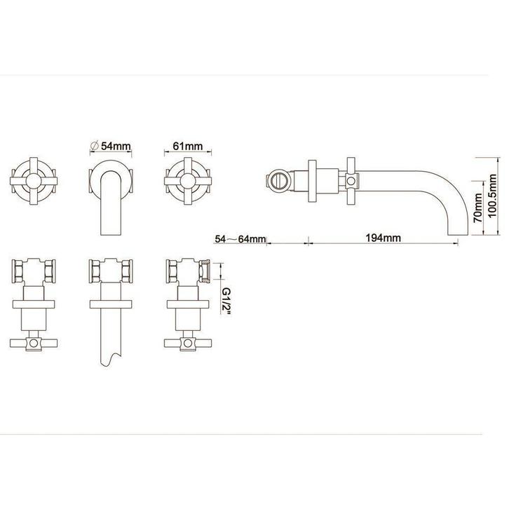 Donar Cross Inbouw Wastafelmengkraan 2 Knops Geborsteld, Doe-het-zelf en Verbouw, Sanitair, Ophalen of Verzenden