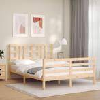 vidaXL Bedframe met hoofdbord massief hout 160x200 cm, Huis en Inrichting, Slaapkamer | Bedden, Bruin, Verzenden, 200 cm, 160 cm