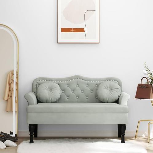 vidaXL Bankje met kussens 120,5x65x75 cm fluweel lichtgrijs, Huis en Inrichting, Banken | Bankstellen, Nieuw, Minder dan 150 cm