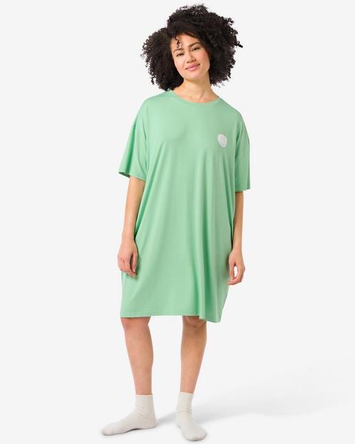 HEMA Oversized nachthemd gezichtjes groen, Kleding | Dames, Ondergoed en Lingerie, Verzenden