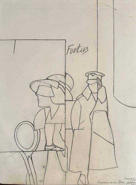 Valerio Adami (1935) - Foetus (programma per un film 1971), Antiek en Kunst, Kunst | Designobjecten