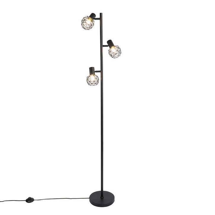 Design vloerlamp zwart 3-lichts verstelbaar - Mesh, Huis en Inrichting, Lampen | Vloerlampen, Nieuw, Overige materialen, 150 tot 200 cm