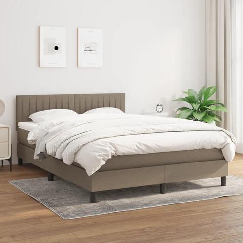 vidaXL Boxspring met matras stof taupe 140x190 cm, Huis en Inrichting, Slaapkamer | Bedden, 140 cm, 190 cm of minder, Tweepersoons