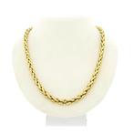 Gouden vossenstaart schakel collier met robijn en onyx |..., Sieraden, Tassen en Uiterlijk, Gebruikt, Overige kleuren, Ophalen of Verzenden