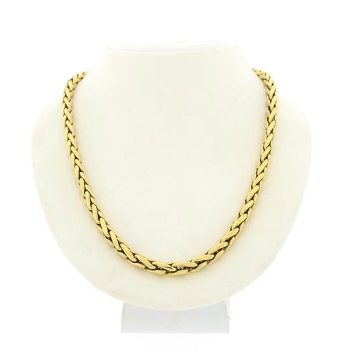 Gouden vossenstaart schakel collier met robijn en onyx |..., Sieraden, Tassen en Uiterlijk, Kettingen, Overige kleuren, Gebruikt