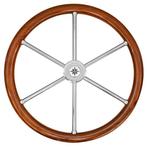 STUURWIEL TYPE 6N RVS TEAK 60 CM, Watersport en Boten, Bootonderdelen, Ophalen of Verzenden, Nieuw, Zeilboot of Motorboot