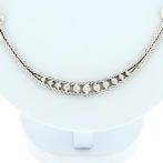 Witgouden ketting met diamant; 0,58 ct. | 42 cm, Sieraden, Tassen en Uiterlijk, Kettingen, Gebruikt, Overige kleuren, Ophalen of Verzenden