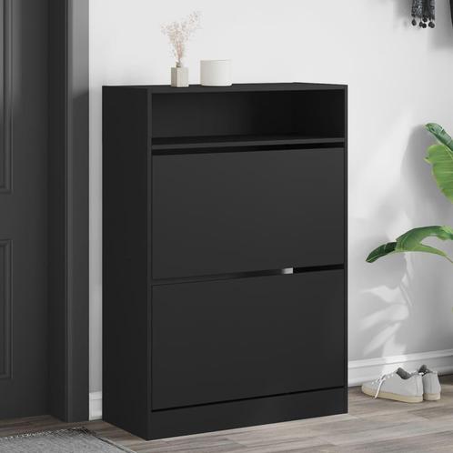 vidaXL Schoenenkast met 2 klaplades 80x34x116 cm zwart, Huis en Inrichting, Kasten | Schoenenrekken, Nieuw, Verzenden