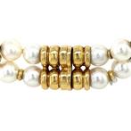 Vintage parel collier met gouden sluiting met saffier en, Ophalen of Verzenden, Nieuw