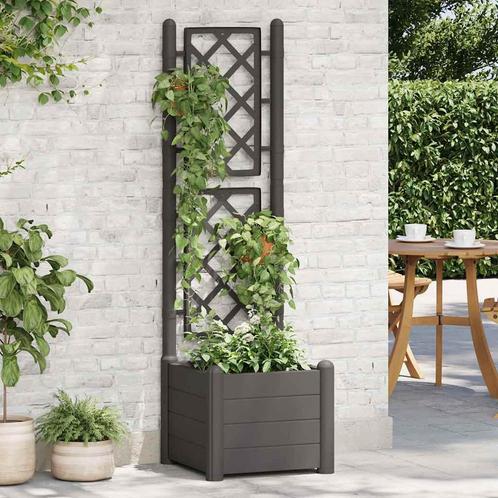 vidaXL Plantenbak met latwerk 43x43x142 cm PP, Tuin en Terras, Bloembakken en Plantenbakken, Minder dan 60 cm, Nieuw, Kunststof
