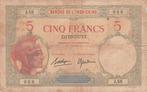 French Somaliland P 6b 5 Francs Nd 1926-38 Fine, Postzegels en Munten, Bankbiljetten | Europa | Niet-Eurobiljetten, Verzenden