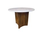 Salontafel Yara rond 60 cm marmer mangohout - Wit, Huis en Inrichting, Tafels | Salontafels, Ophalen of Verzenden, Nieuw