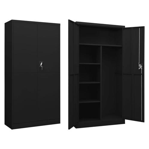 vidaXL Lockerkast 90x40x180 cm staal zwart, Huis en Inrichting, Kasten | Roldeurkasten en Archiefkasten, Nieuw, Verzenden