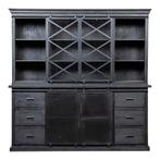 Buffetkast Mangohout Milan 200 X Zwart, Huis en Inrichting, Kasten | Buffetkasten, Nieuw, 200 cm of meer, Industriële meubels