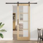vidaXL Schuifdeur met beslag ORKDAL massief hout en glas, Verzenden, Nieuw
