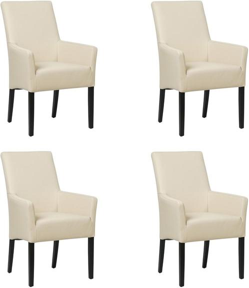 Set van 4 Crème leren landelijke eetkamerstoelen - Toledo Le, Huis en Inrichting, Stoelen, Vier, Nieuw, Leer, Ophalen of Verzenden